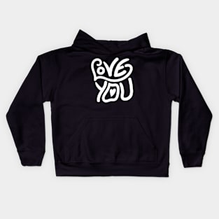 Love You Lettering White Kids Hoodie